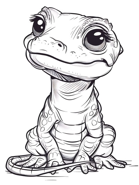 Cute Alligator Coloring Book Pages Simple Hand Drawn Animal illustration Line Art Outline Black and White (104)