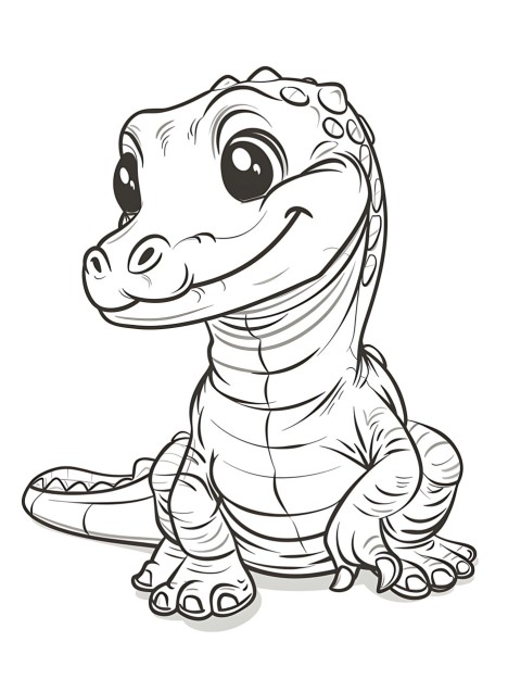 Cute Alligator Coloring Book Pages Simple Hand Drawn Animal illustration Line Art Outline Black and White (127)