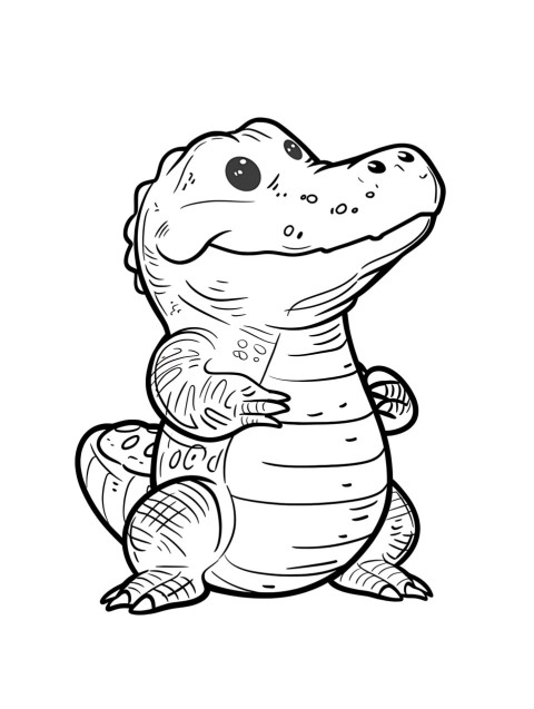 Cute Alligator Coloring Book Pages Simple Hand Drawn Animal illustration Line Art Outline Black and White (19)