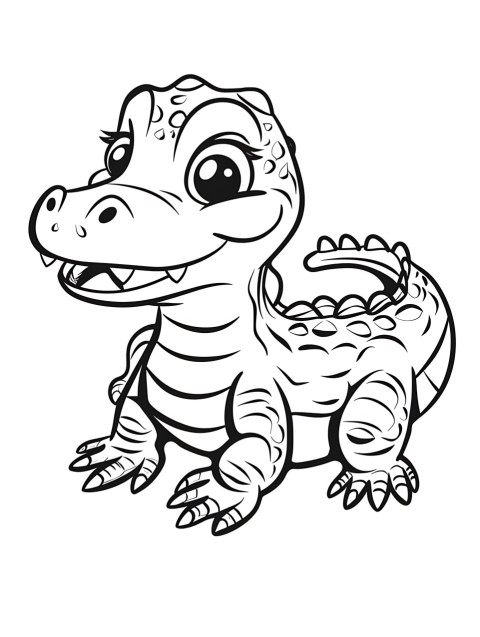 Cute Alligator Coloring Book Pages Simple Hand Drawn Animal illustration Line Art Outline Black and White (7)