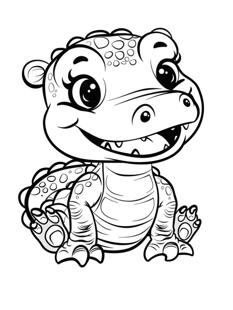Cute Alligator Coloring Book Pages Simple Hand Drawn Animal illustration Line Art Outline Black and White (12)