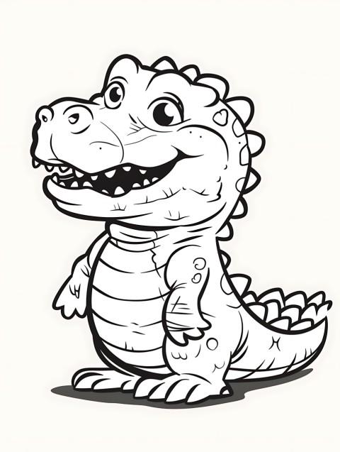 Cute Alligator Coloring Book Pages Simple Hand Drawn Animal illustration Line Art Outline Black and White (24)