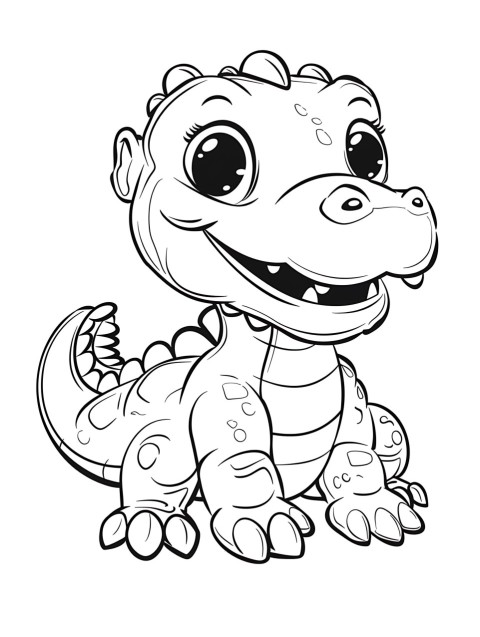 Cute Alligator Coloring Book Pages Simple Hand Drawn Animal illustration Line Art Outline Black and White (34)