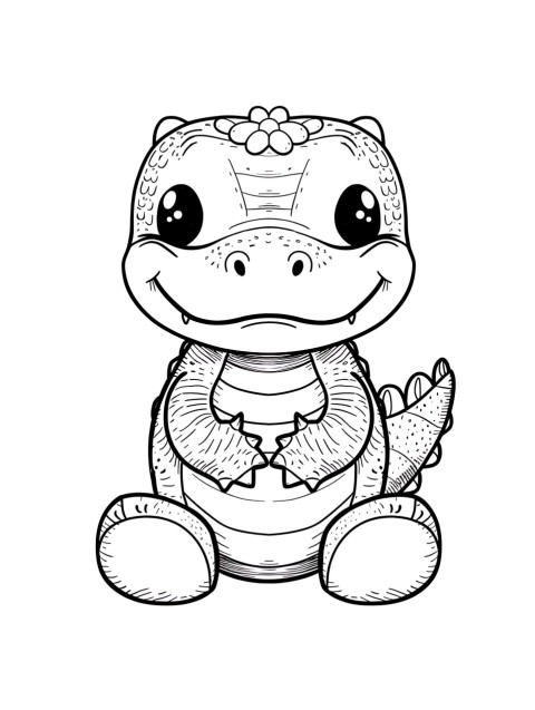 Cute Alligator Coloring Book Pages Simple Hand Drawn Animal illustration Line Art Outline Black and White (2)