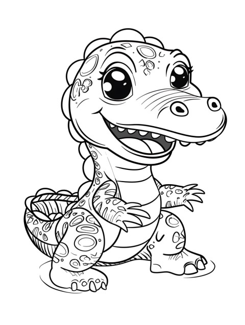 Cute Alligator Coloring Book Pages Simple Hand Drawn Animal illustration Line Art Outline Black and White (8)