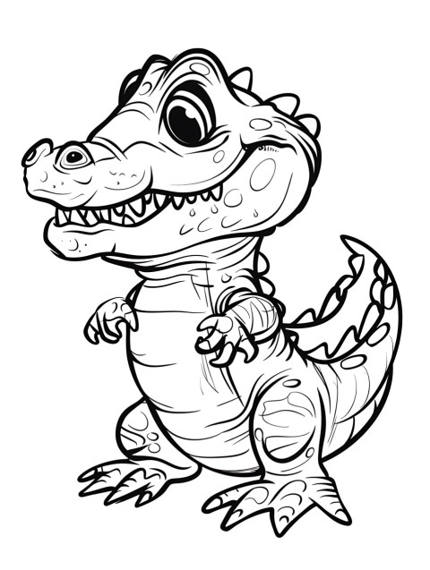 Cute Alligator Coloring Book Pages Simple Hand Drawn Animal illustration Line Art Outline Black and White (5)