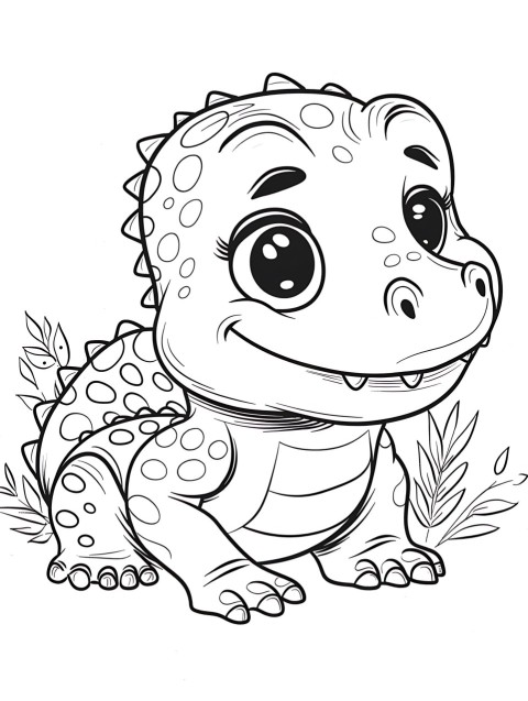 Cute Alligator Coloring Book Pages Simple Hand Drawn Animal illustration Line Art Outline Black and White (46)
