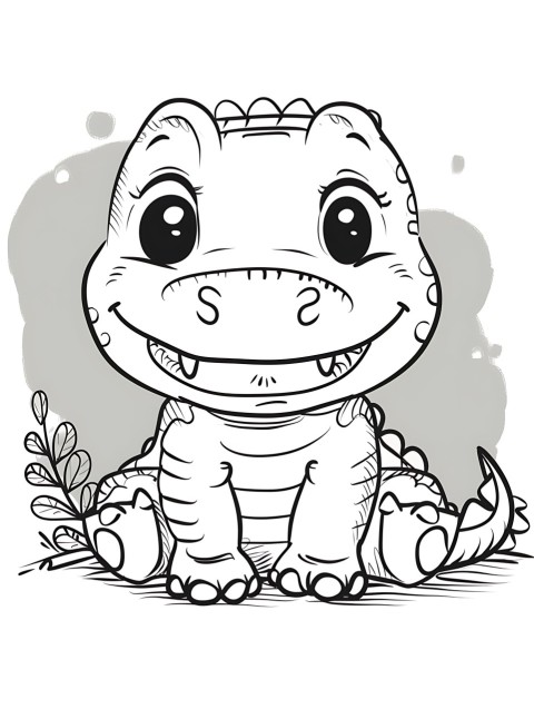 Cute Alligator Coloring Book Pages Simple Hand Drawn Animal illustration Line Art Outline Black and White (25)