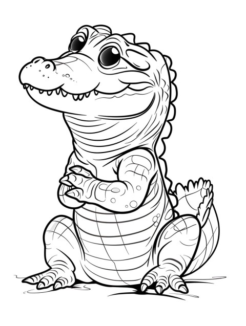 Cute Alligator Coloring Book Pages Simple Hand Drawn Animal illustration Line Art Outline Black and White (44)