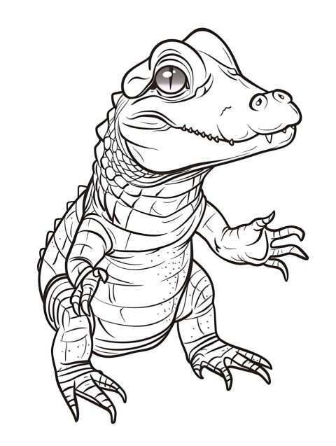 Cute Alligator Coloring Book Pages Simple Hand Drawn Animal illustration Line Art Outline Black and White (31)