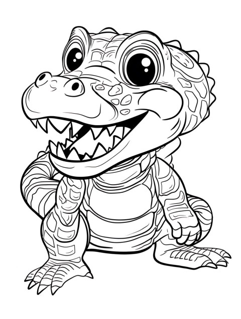 Cute Alligator Coloring Book Pages Simple Hand Drawn Animal illustration Line Art Outline Black and White (32)
