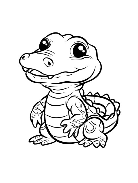 Cute Alligator Coloring Book Pages Simple Hand Drawn Animal illustration Line Art Outline Black and White (60)