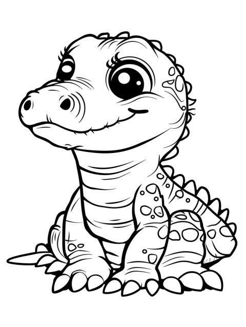 Cute Alligator Coloring Book Pages Simple Hand Drawn Animal illustration Line Art Outline Black and White (74)