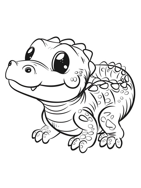 Cute Alligator Coloring Book Pages Simple Hand Drawn Animal illustration Line Art Outline Black and White (78)