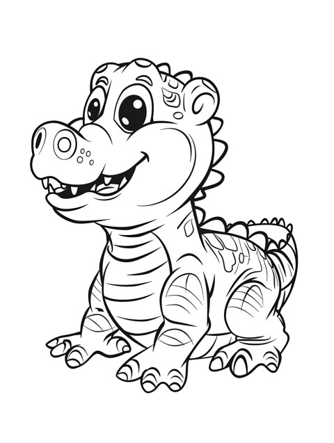 Cute Alligator Coloring Book Pages Simple Hand Drawn Animal illustration Line Art Outline Black and White (58)