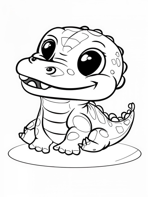 Cute Alligator Coloring Book Pages Simple Hand Drawn Animal illustration Line Art Outline Black and White (80)