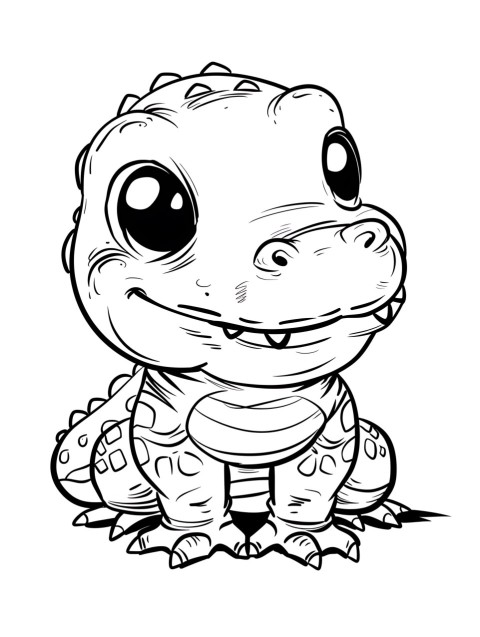 Cute Alligator Coloring Book Pages Simple Hand Drawn Animal illustration Line Art Outline Black and White (89)