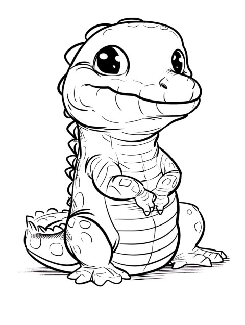 Cute Alligator Coloring Book Pages Simple Hand Drawn Animal illustration Line Art Outline Black and White (86)