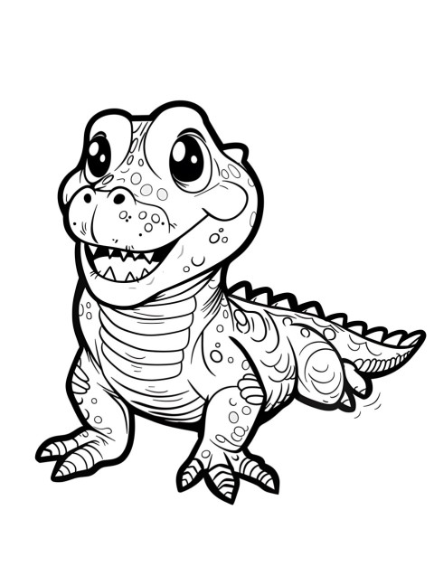 Cute Alligator Coloring Book Pages Simple Hand Drawn Animal illustration Line Art Outline Black and White (90)
