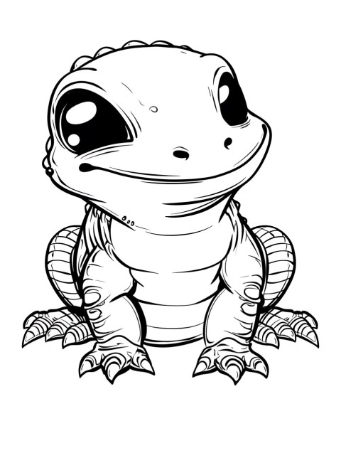 Cute Alligator Coloring Book Pages Simple Hand Drawn Animal illustration Line Art Outline Black and White (66)