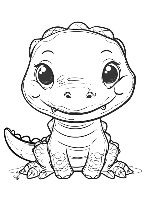 Cute Alligator Coloring Book Pages Simple Hand Drawn Animal illustration Line Art Outline Black and White (87)