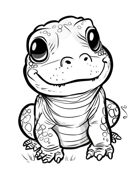 Cute Alligator Coloring Book Pages Simple Hand Drawn Animal illustration Line Art Outline Black and White (83)