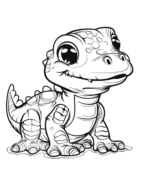 Cute Alligator Coloring Book Pages Simple Hand Drawn Animal illustration Line Art Outline Black and White (100)