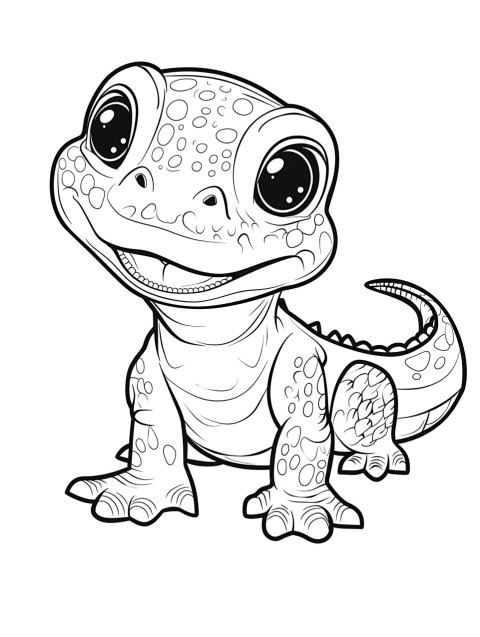 Cute Alligator Coloring Book Pages Simple Hand Drawn Animal illustration Line Art Outline Black and White (88)
