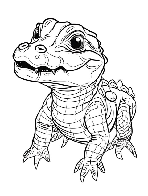 Cute Alligator Coloring Book Pages Simple Hand Drawn Animal illustration Line Art Outline Black and White (63)
