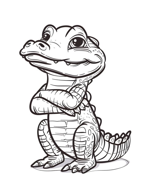 Cute Alligator Coloring Book Pages Simple Hand Drawn Animal illustration Line Art Outline Black and White (76)