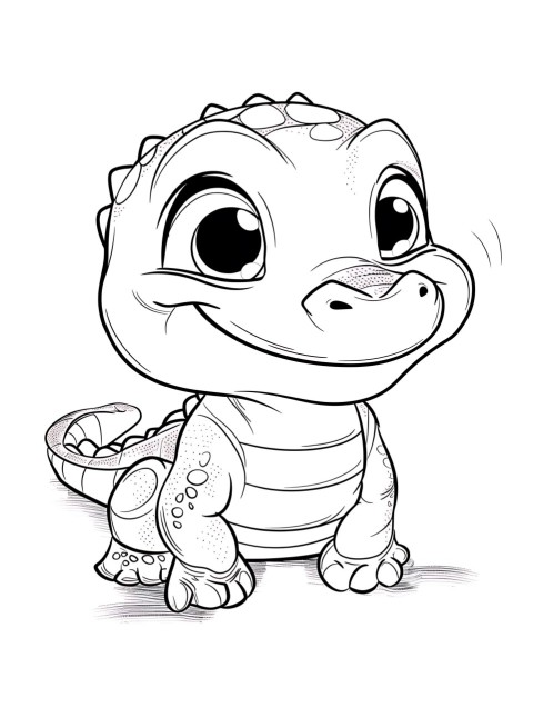 Cute Alligator Coloring Book Pages Simple Hand Drawn Animal illustration Line Art Outline Black and White (116)