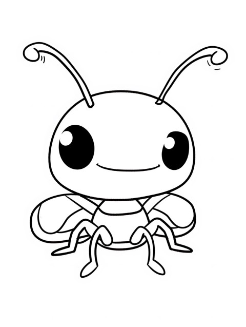Cute Ant Coloring Book Pages Simple Hand Drawn Animal illustration Line Art Outline Black and White (39)