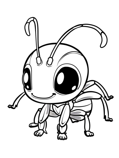 Cute Ant Coloring Book Pages Simple Hand Drawn Animal illustration Line Art Outline Black and White (13)