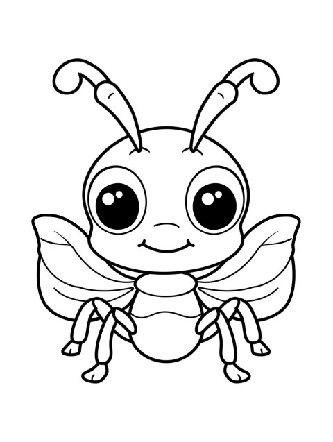 Cute Ant Coloring Book Pages Simple Hand Drawn Animal illustration Line Art Outline Black and White (7)