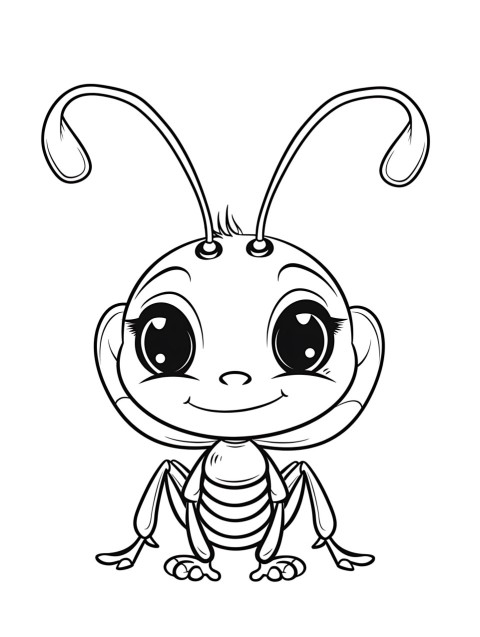 Cute Ant Coloring Book Pages Simple Hand Drawn Animal illustration Line Art Outline Black and White (50)
