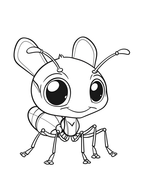 Cute Ant Coloring Book Pages Simple Hand Drawn Animal illustration Line Art Outline Black and White (26)