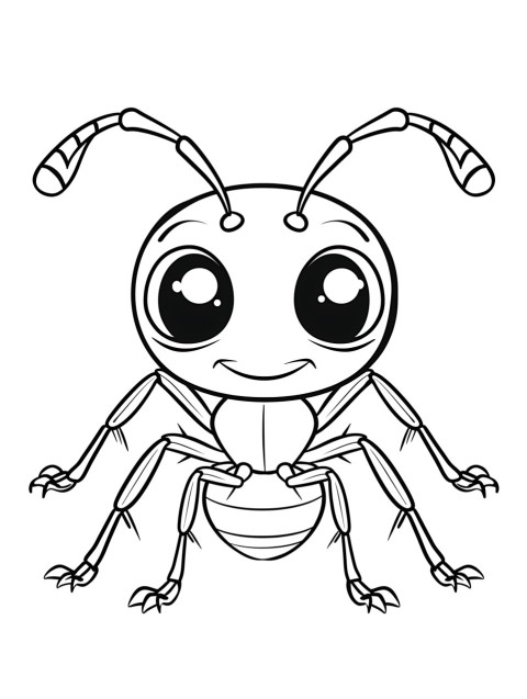 Cute Ant Coloring Book Pages Simple Hand Drawn Animal illustration Line Art Outline Black and White (43)
