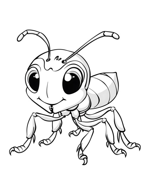 Cute Ant Coloring Book Pages Simple Hand Drawn Animal illustration Line Art Outline Black and White (21)
