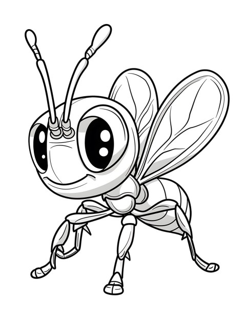Cute Ant Coloring Book Pages Simple Hand Drawn Animal illustration Line Art Outline Black and White (19)