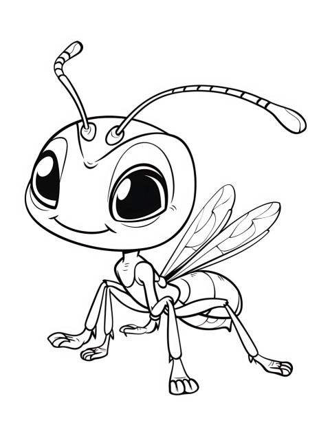 Cute Ant Coloring Book Pages Simple Hand Drawn Animal illustration Line Art Outline Black and White (11)