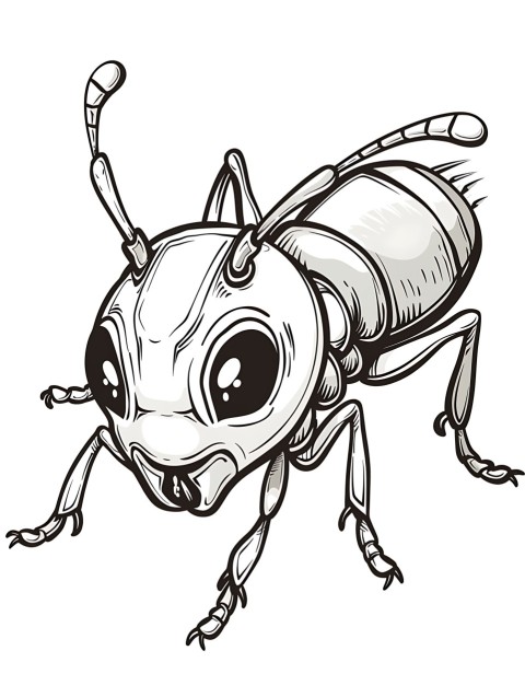 Cute Ant Coloring Book Pages Simple Hand Drawn Animal illustration Line Art Outline Black and White (40)