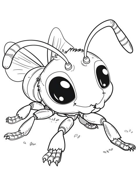 Cute Ant Coloring Book Pages Simple Hand Drawn Animal illustration Line Art Outline Black and White (2)