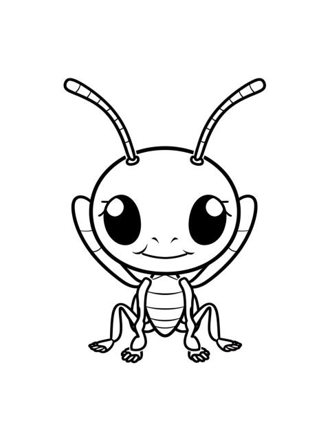 Cute Ant Coloring Book Pages Simple Hand Drawn Animal illustration Line Art Outline Black and White (51)