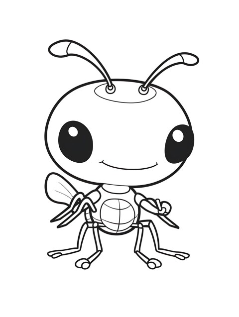 Cute Ant Coloring Book Pages Simple Hand Drawn Animal illustration Line Art Outline Black and White (82)