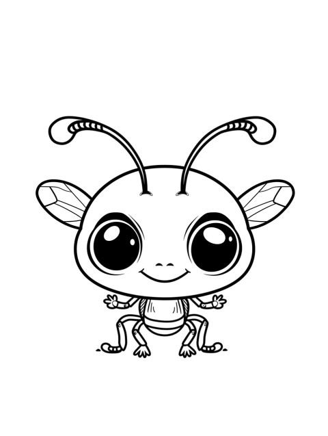Cute Ant Coloring Book Pages Simple Hand Drawn Animal illustration Line Art Outline Black and White (66)