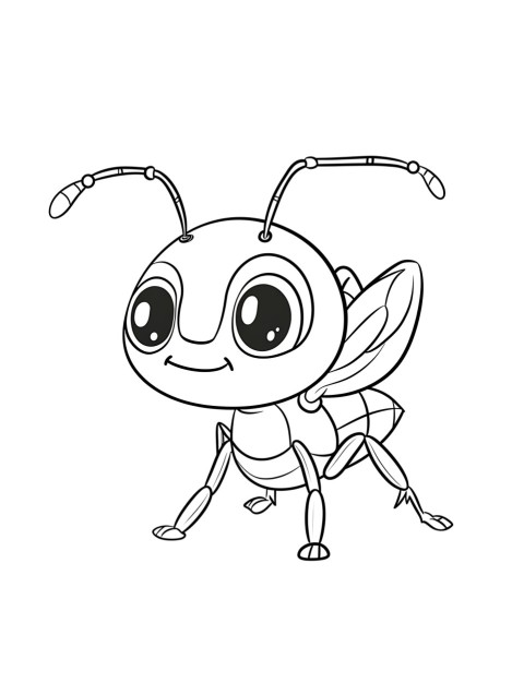 Cute Ant Coloring Book Pages Simple Hand Drawn Animal illustration Line Art Outline Black and White (100)