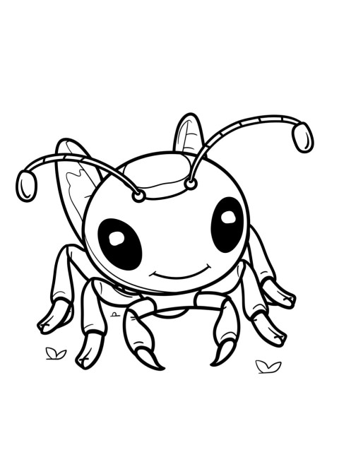 Cute Ant Coloring Book Pages Simple Hand Drawn Animal illustration Line Art Outline Black and White (98)