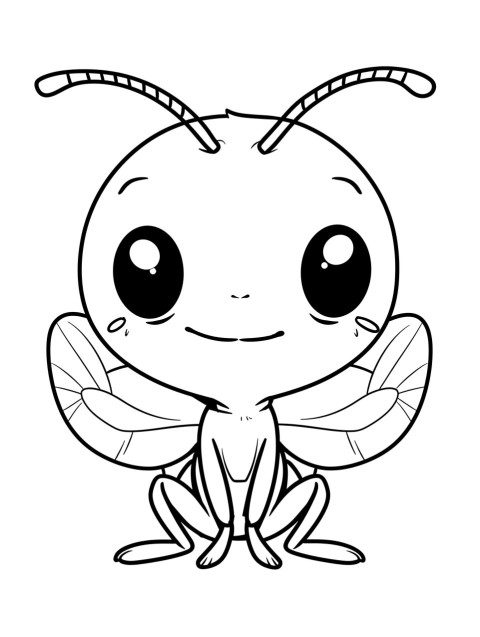 Cute Ant Coloring Book Pages Simple Hand Drawn Animal illustration Line Art Outline Black and White (88)