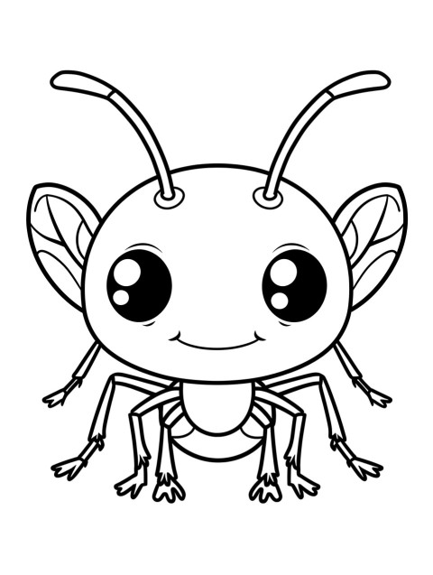 Cute Ant Coloring Book Pages Simple Hand Drawn Animal illustration Line Art Outline Black and White (85)