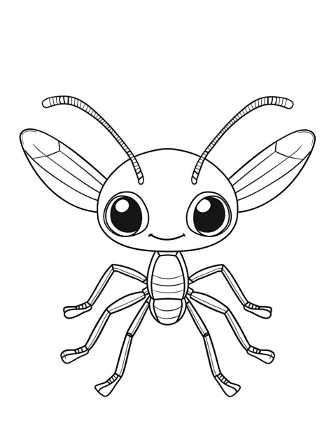 Cute Ant Coloring Book Pages Simple Hand Drawn Animal illustration Line Art Outline Black and White (55)